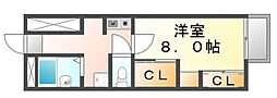 レオパレスインバルカ 1Kの間取図画像