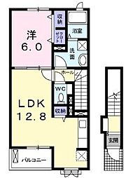 カーサ・フィオーレE 1LDKの間取図画像