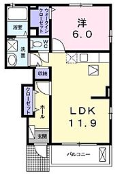 ルミエール3 1LDKの間取図画像