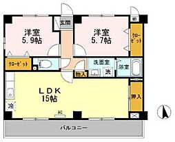 ハピネス三条 2LDKの間取図画像