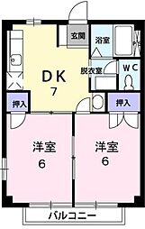 ニューシティ八栗口B 2DKの間取図画像
