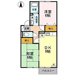 サンハイツ大麻A 2DKの間取図画像