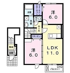 ヴァリーハート 2LDKの間取図画像