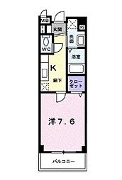 エスティガーデン 1Kの間取図画像
