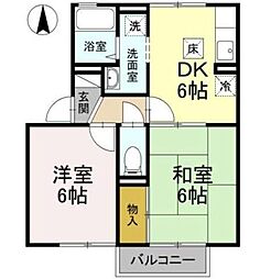 アベイユ・タヒB 2DKの間取図画像