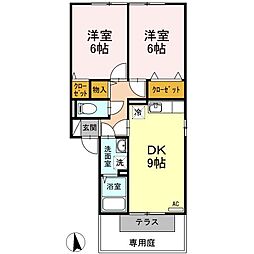 アーバンハイツ28D 2DKの間取図画像