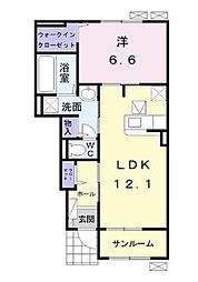 ルーベル金蔵寺3B 1LDKの間取図画像