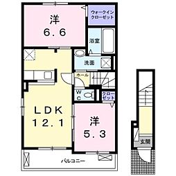 K2フローラ 2LDKの間取図画像