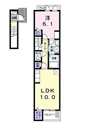 クラール観光町C 1LDKの間取図画像