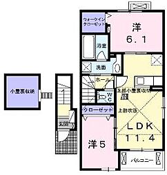 サンハイム今津B 2LDKの間取図画像