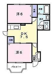 ガーデンハイツ2B棟 2DKの間取図画像