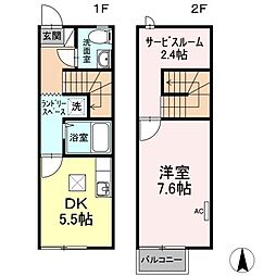 グレースタウンカワツA 1DKの間取図画像