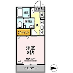 ベルシャトルA 1Kの間取図画像