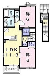 アルファ・ムスカェB 2LDKの間取図画像