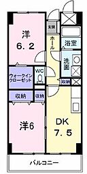 アメニティ屋島 2DKの間取図画像