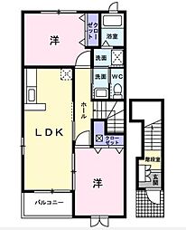 グランデカーサD 2LDKの間取図画像