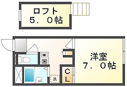 レオパレス宇多津 1Kの間取図画像