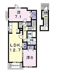 リヴィエールA 2LDKの間取図画像