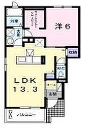 クラール元山サウスA 1LDKの間取図画像