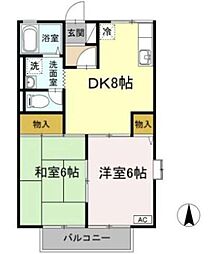 サンタウン21A 2DKの間取図画像
