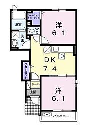 ニューコスモス 2DKの間取図画像