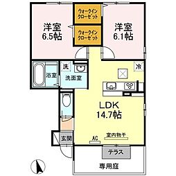 プティボヌールC 2LDKの間取図画像