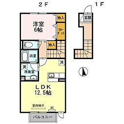 セジュール三条 1LDKの間取図画像