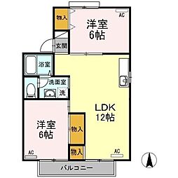 サンハイツMB 2LDKの間取図画像