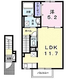 高松市木太町アパート 1LDKの間取図画像