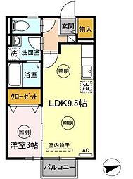 リビングタウン伏石B 1LDKの間取図画像