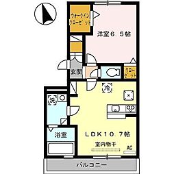 ジーニアス木太 1LDKの間取図画像
