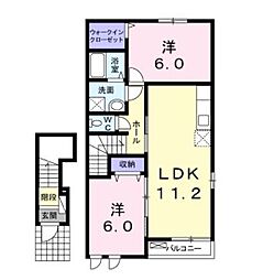 パピネス1 2LDKの間取図画像