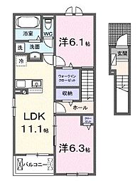 サンフラワー太田駅サイドA 2LDKの間取図画像