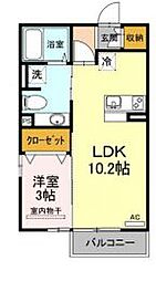 サンライズ豊益西大浜 1LDKの間取図画像