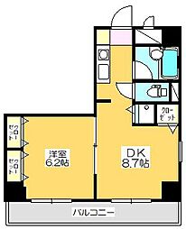 エグゼクティブコート中新町 1DKの間取図画像