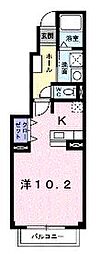 シャン・ミリュー2C 1Kの間取図画像