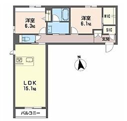 ブリリアンテ 2LDKの間取図画像