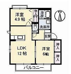 サンクレストA 2LDKの間取図画像