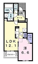 フェリーチェ六条A 1LDKの間取図画像