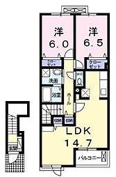 ボルベール1 2LDKの間取図画像