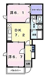 サンパレス 2DKの間取図画像