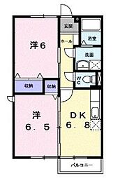 グレイスハイム1 2DKの間取図画像