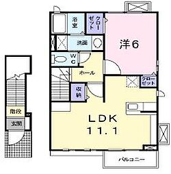 メゾン・ポプラ 1LDKの間取図画像