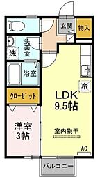 リビングタウン伏石B 1LDKの間取図画像