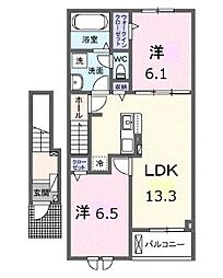 四季夏 2LDKの間取図画像