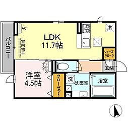 ビアンフェ 1LDKの間取図画像