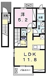 ルクア三条C 1LDKの間取図画像