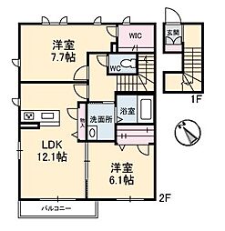シャーメゾンガーデンズKB 2LDKの間取図画像