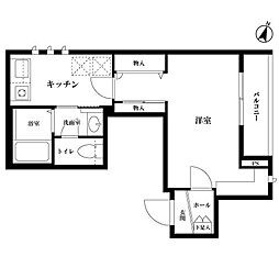 メゾンド代々木上原 1Kの間取図画像