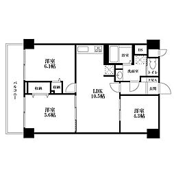ライオンズマンション西新宿 5階3LDKの間取り
